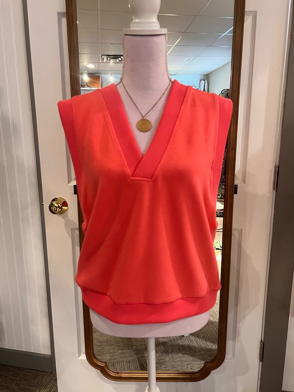 Women's Sleeveless V-Neck Top - Coral